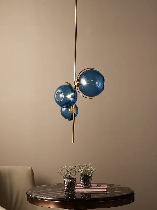 African - Inspired Ceiling Lights with Tribal Patterns and Natural MaterialsBryony Blue Pendant Light