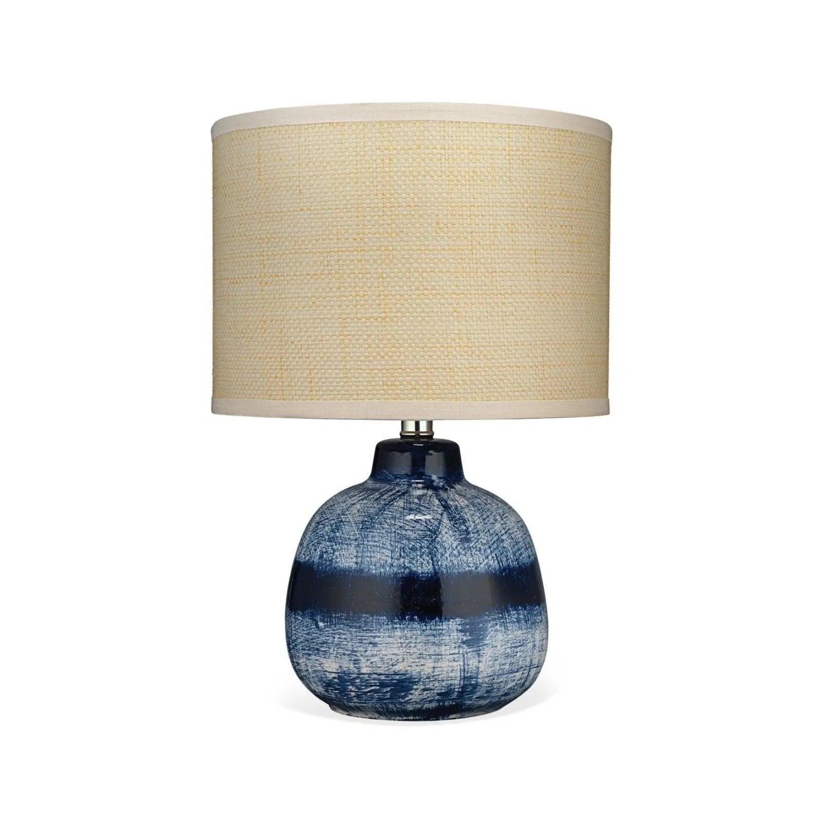 asian inspired table lamps with bamboo accents for a zen atmosphereCoastal Small Batik Blue Ceramic Table Lamp Beige Shade