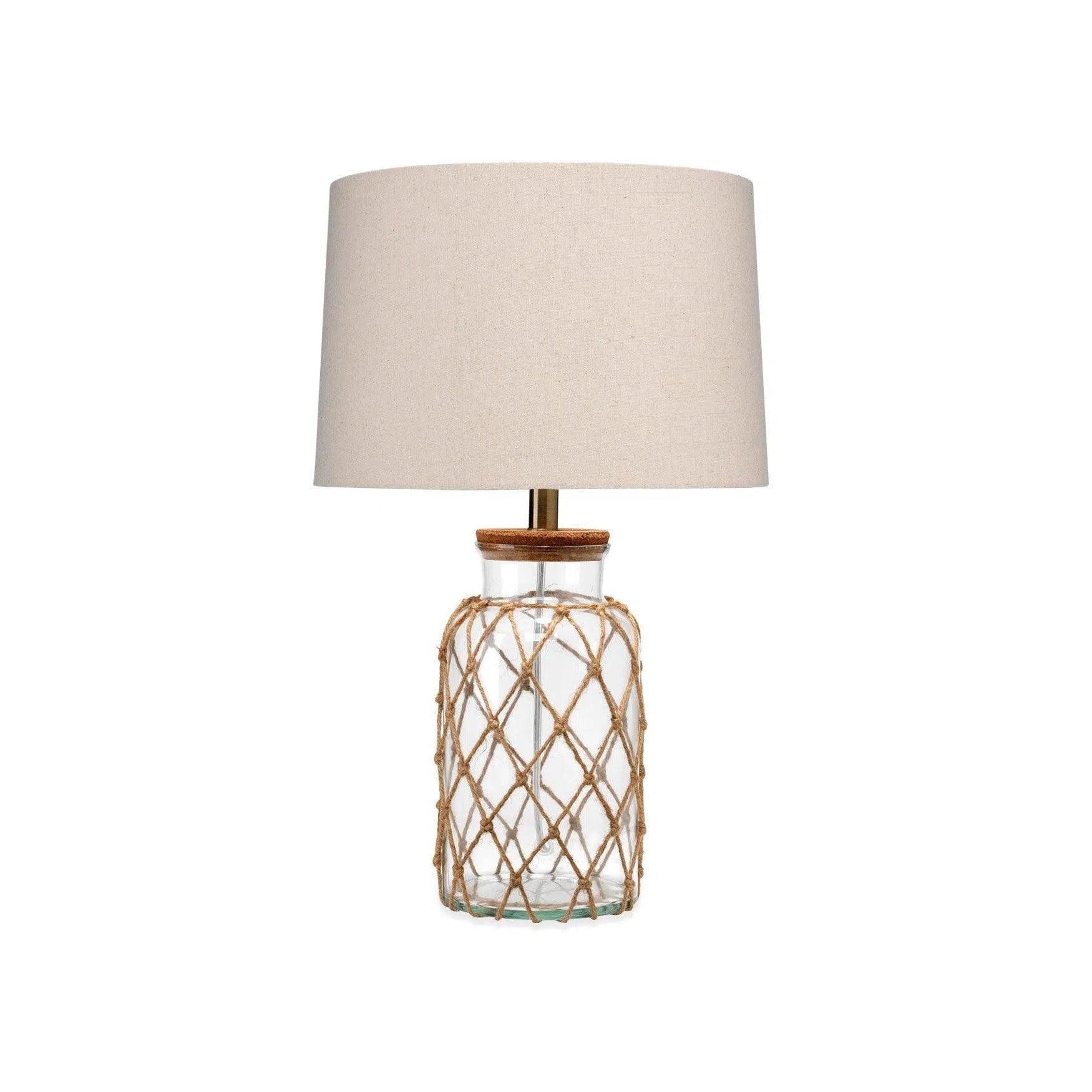 wooden table lamps with natural grain for a warm and organic feelCoastal Style Clear Glass Rope Hugo Table Lamp