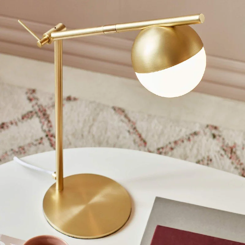fabric table lamps with a linen shade for a relaxed and breathable lookContina Swing Arm Table Lamp - Brass
