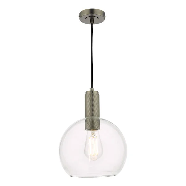 Bohemian Ceiling Lights with Beads, Tassels, and Colorful GlassDar Nikolas Antique Chrome Pendant Round Glass