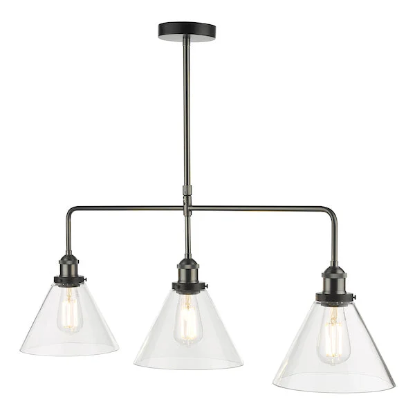 Moroccan Ceiling Lights with Colorful Stained Glass and Geometric CarvingsDar Ray 3 Light Bar Pendant Antique Nickel Clear Glass Moroccan Ceiling Lights with Colorful Stained Glass and Geometric CarvingsDar Ray 3 Light Bar Pendant Antique Nickel Clear Glass