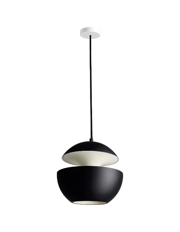 Gothic Ceiling Lights with Dark Metalwork and Pointed ArchesDCW Editions HERE COMES THE SUN 250 Pendant Black & White