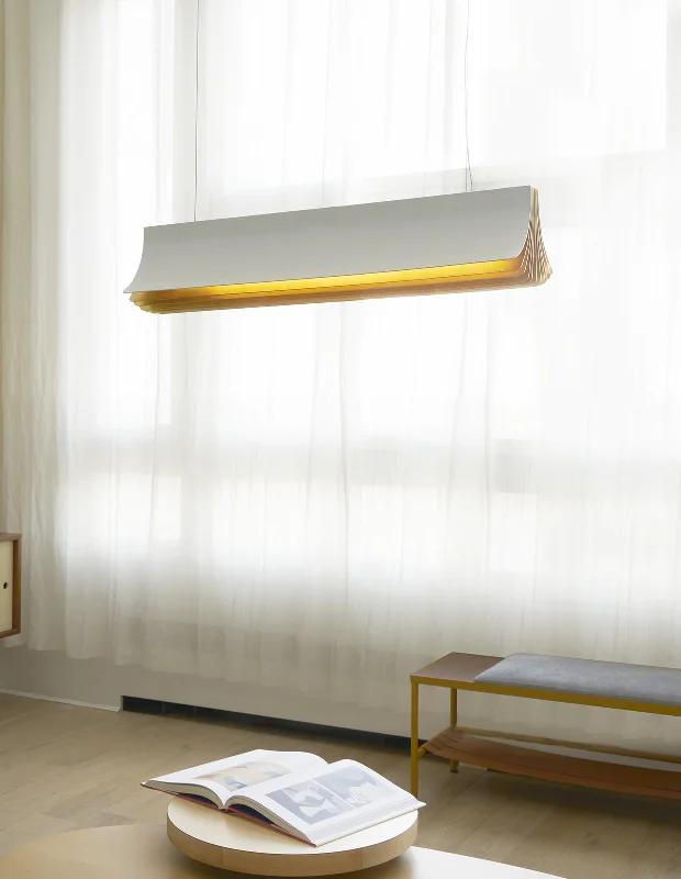Gothic Ceiling Lights with Dark Metalwork and Pointed ArchesDCW Editions RESPIRO 900 Linear Bar Pendant White Gothic Ceiling Lights with Dark Metalwork and Pointed ArchesDCW Editions RESPIRO 900 Linear Bar Pendant White
