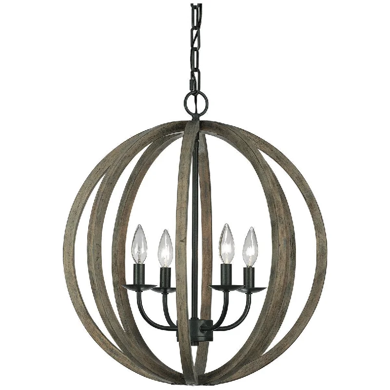 African - Inspired Ceiling Lights with Tribal Patterns and Natural MaterialsFeiss Allier 4 Lights Pendant Fixture
