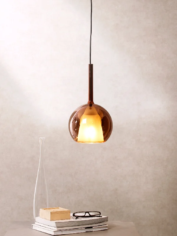 Tropical - Themed Ceiling Lights with Palm - Leaf Shapes and Rattan WrapsFire Small Copper Pendant Light