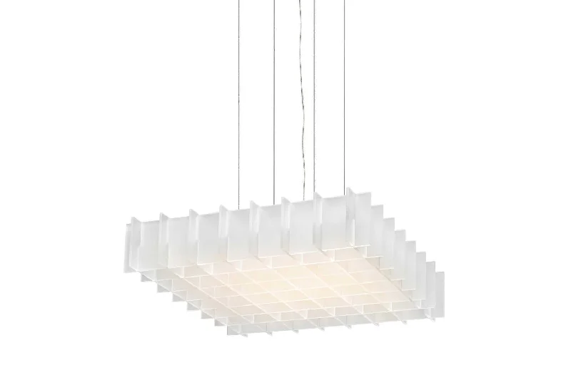African - Inspired Ceiling Lights with Tribal Patterns and Natural MaterialsGrid Pendant Lamp