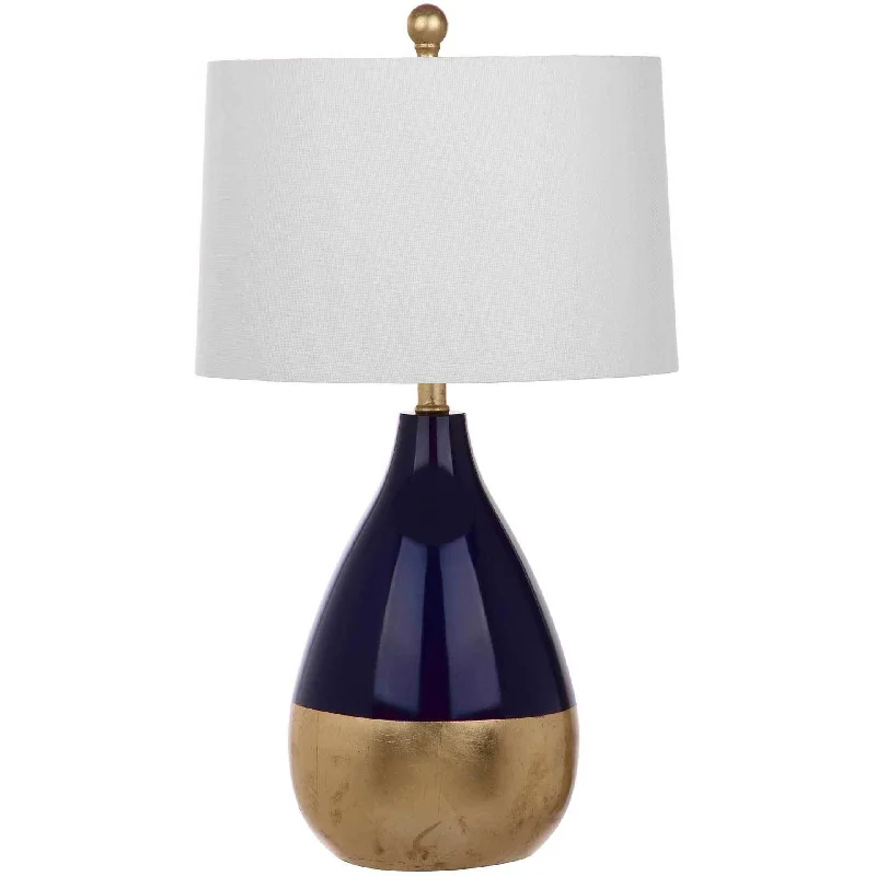 leather table lamps with a distressed texture for a rugged charmKiara Table Lamp Navy/Gold (Set of 2)