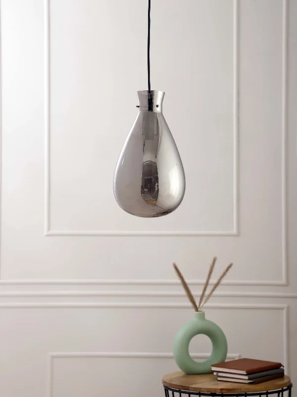 Moroccan Ceiling Lights with Colorful Stained Glass and Geometric CarvingsLilian Smoky Pendant Light