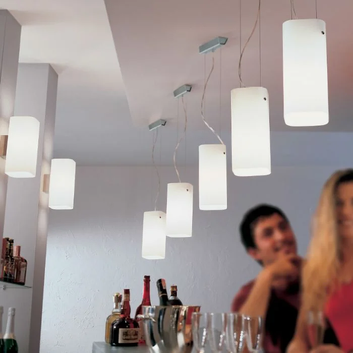 Retro Ceiling Lights Inspired by the 1950s and 1960s DesignModern Satin White Murano Glass And Chrome Pendant Light