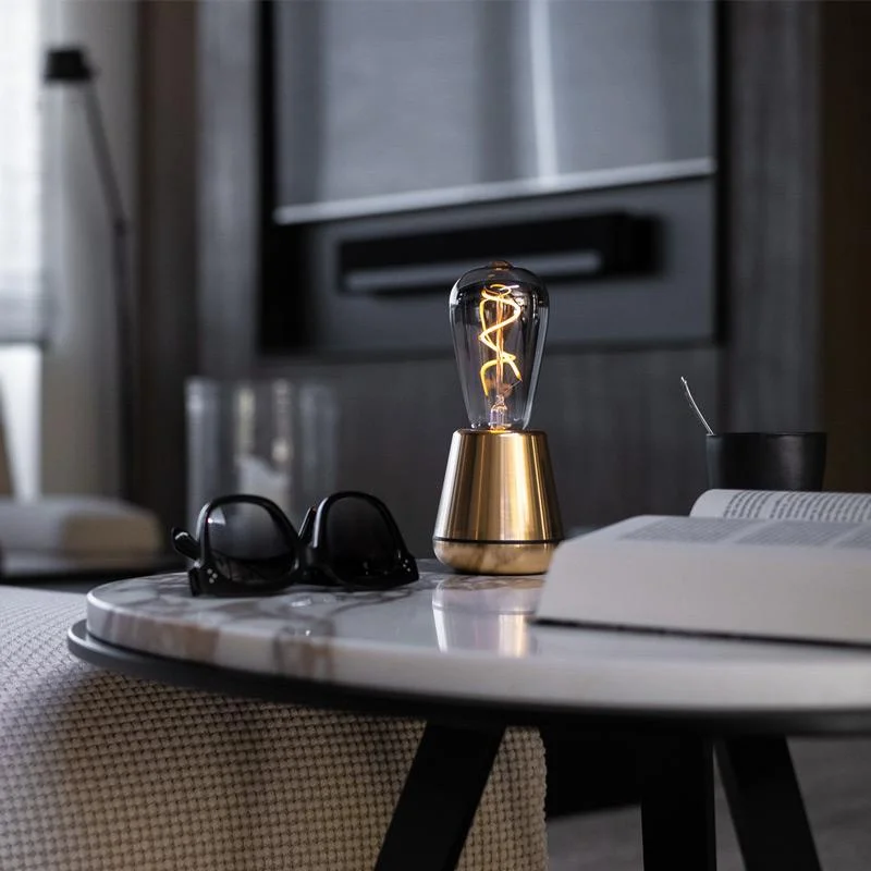 marble table lamps with a luxurious veined pattern for high end decorONE Cordless LED Table Lamp - Shiny Gold