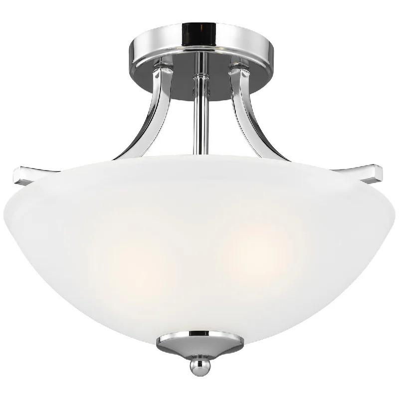 Scandinavian Style Ceiling Lights with Light Wood AccentsSea Gull Lighting Geary 2-Light Semi-Flush Pendant without Bulb