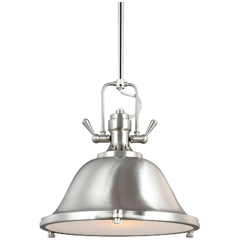 Industrial Style Ceiling Lights with Exposed Bulbs and Metal CagesSea Gull Lighting Stone Street Contemporary One Light Pendant