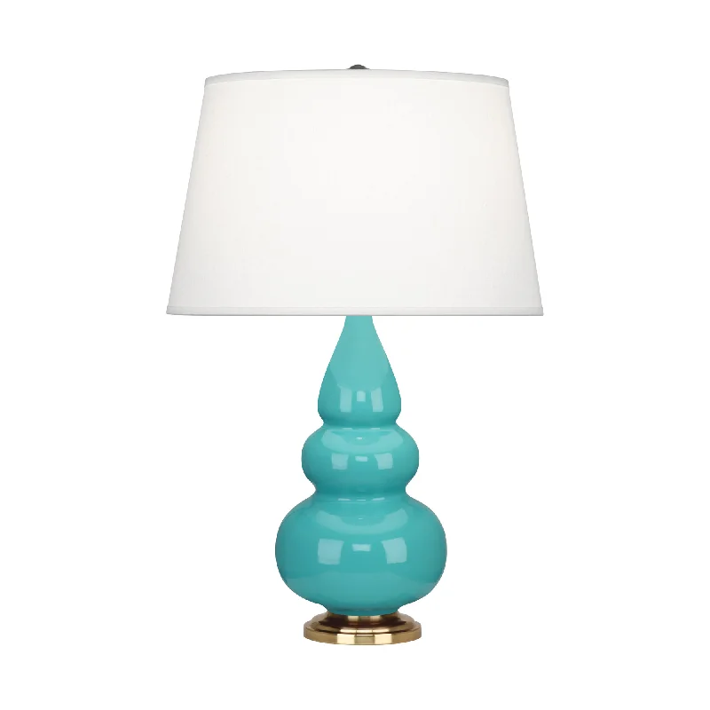 ceramic table lamps with hand painted designs for an artistic touchSmall Triple Gourd Egg Blue Glazed Accent Table Lamp