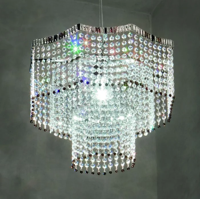 Mediterranean - Style Ceiling Lights with Terra - Cotta and Ceramic DetailsSparkling clear, black & topaz Swarovski crystal pendant light