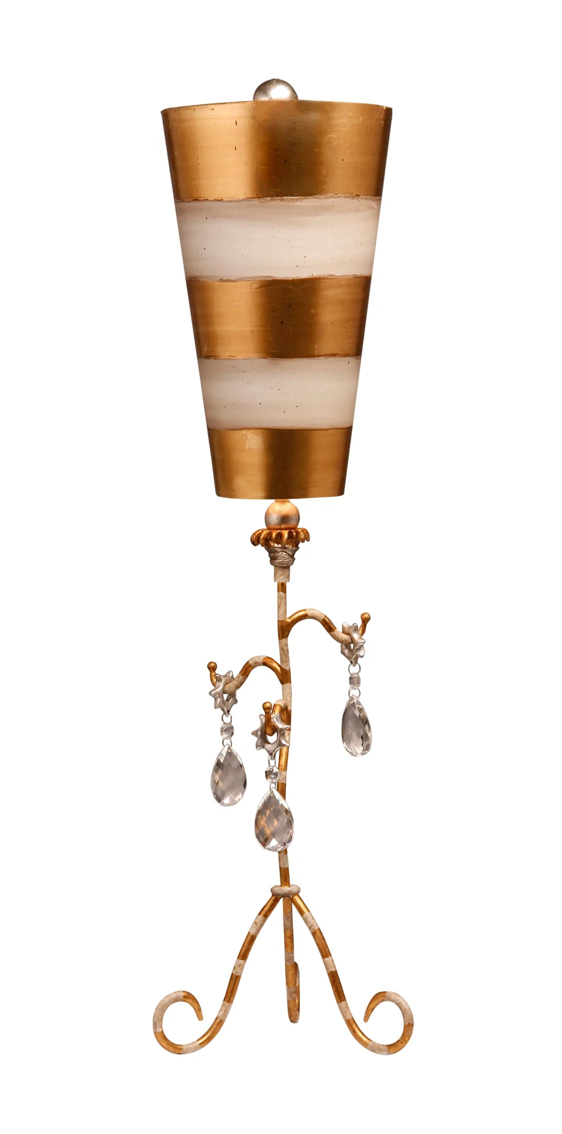crystal table lamps with dazzling prisms for a glamorous effectTivoli Shabby Chic Buffet Table Lamp Inverted Striped Shade