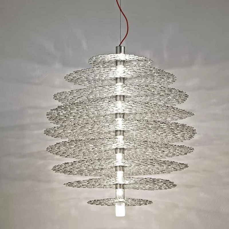 Rustic Ceiling Lights with Reclaimed Wood and Distressed FinishesTresor Gold Or Silver Plated Disc Ceiling Pendant  From Terzani