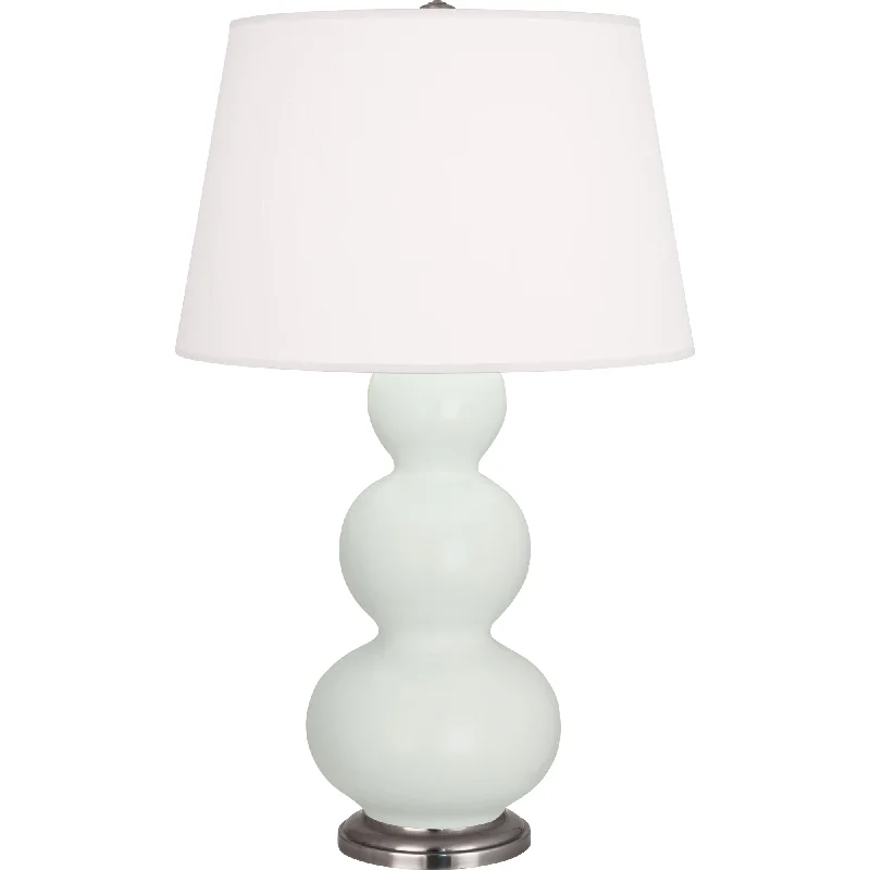 bohemian table lamps with colorful patterns for eclectic bedroomsTriple Gourd Matte Celadon Glazed Table Lamp