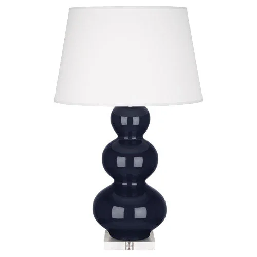 modern minimalist table lamps for contemporary living roomsTriple Gourd Midnight Blue Glazed Table Lamp