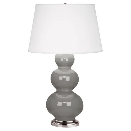fabric table lamps with a linen shade for a relaxed and breathable lookTriple Gourd Smoky Taupe Glazed Table Lamp